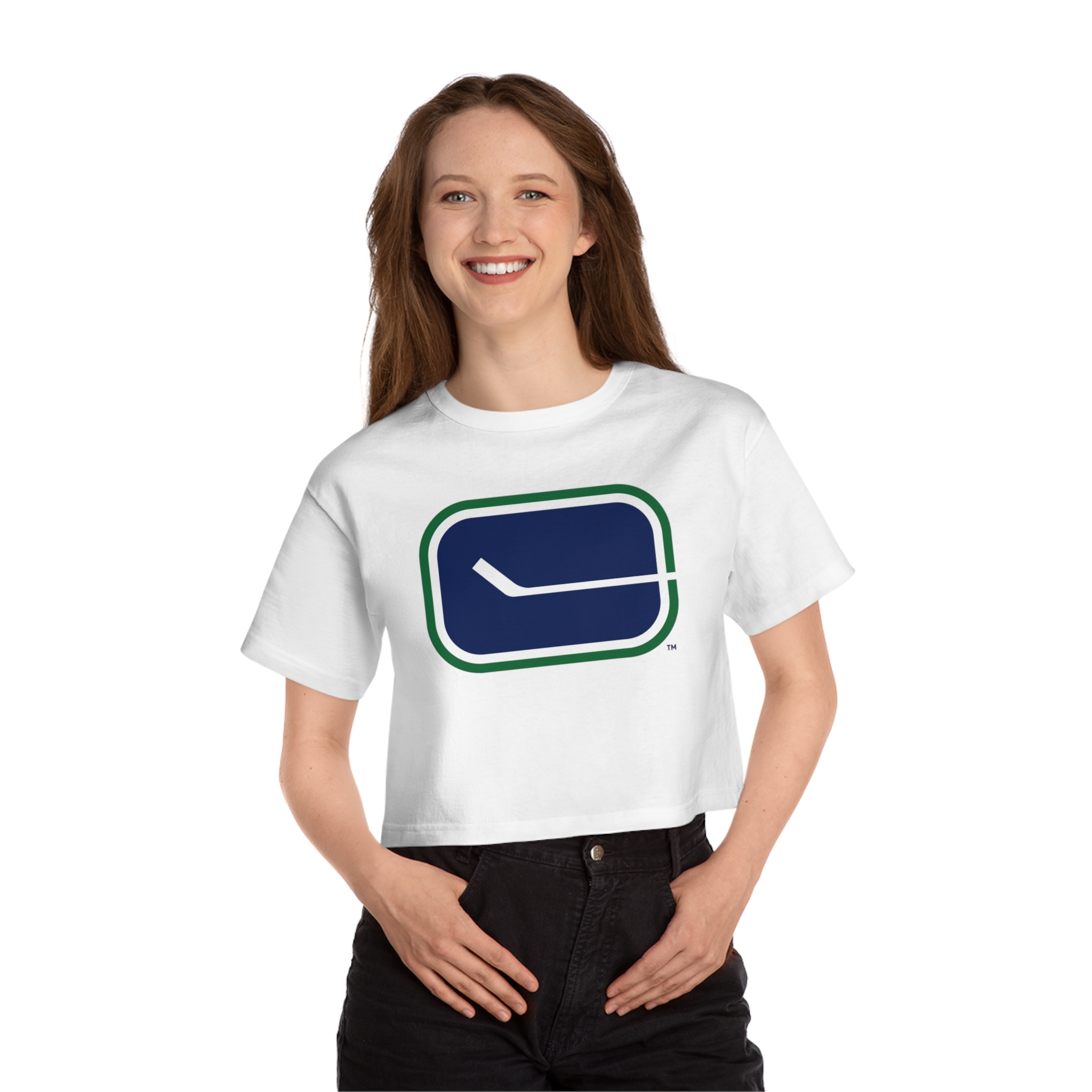 Vancouver Canucks Champion Women's Heritage Cropped T-Shirt - Image 3