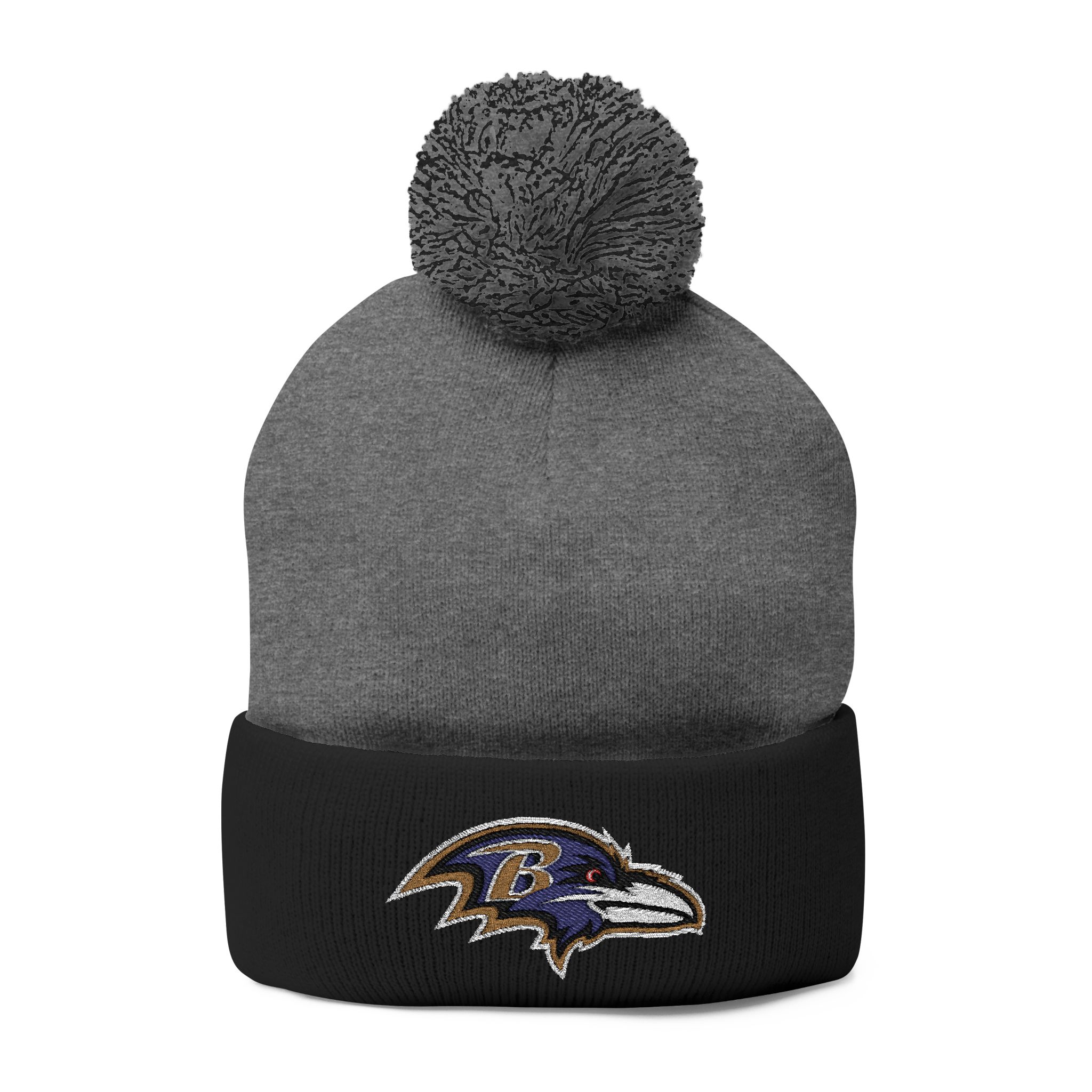 Baltimore Ravens Pom-Pom Knit Cap (Embroidery)