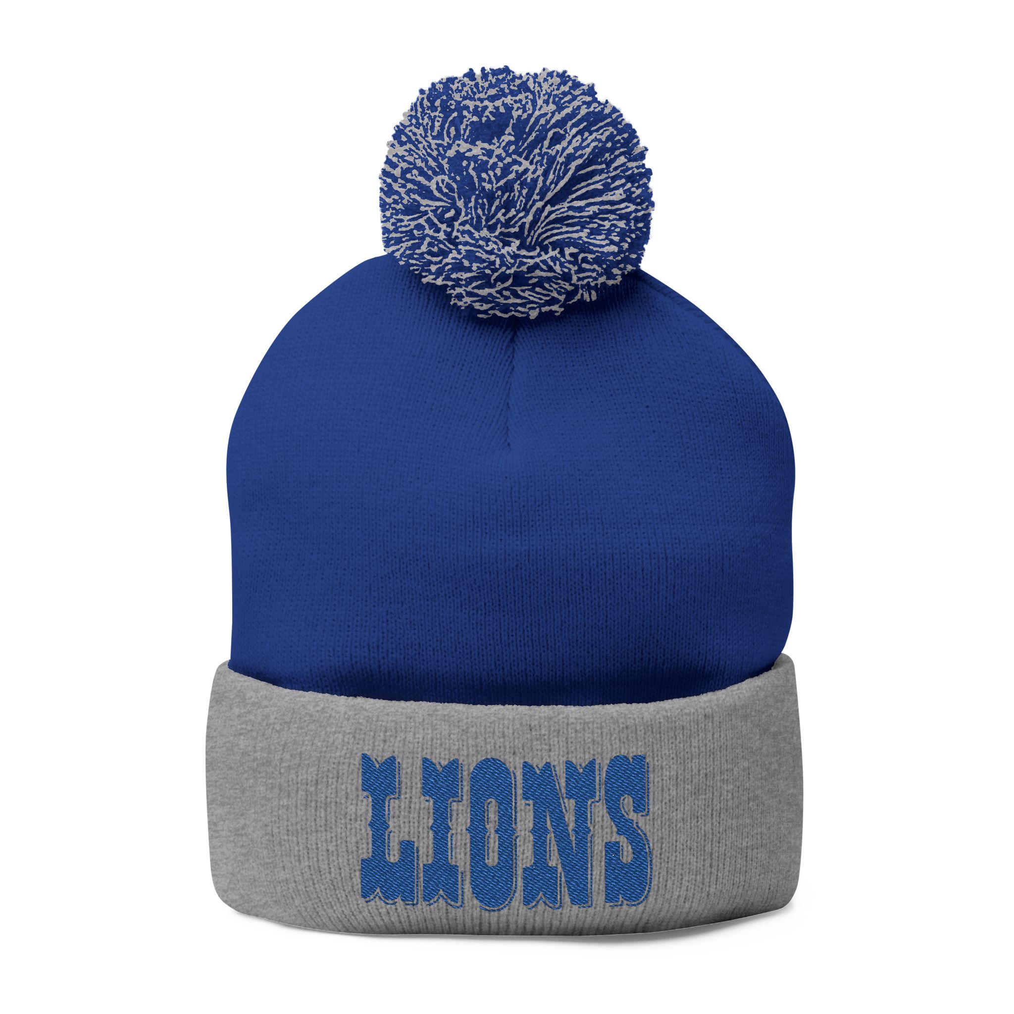 Detroit Lions Pom-Pom Knit Cap (Embroidery)