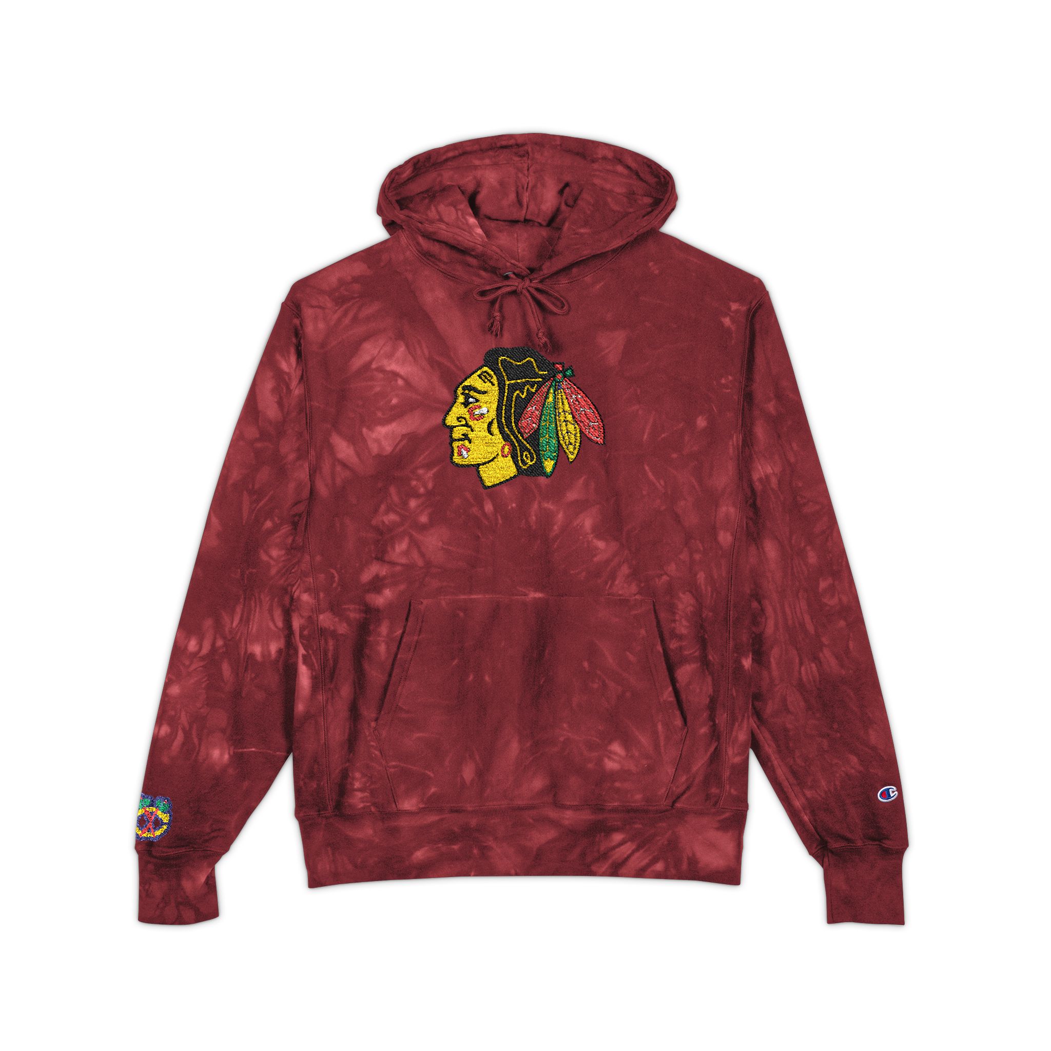 Chicago Blackhawks Unisex Champion Tie-Dye Hoodie (Embroidery) - Image 9