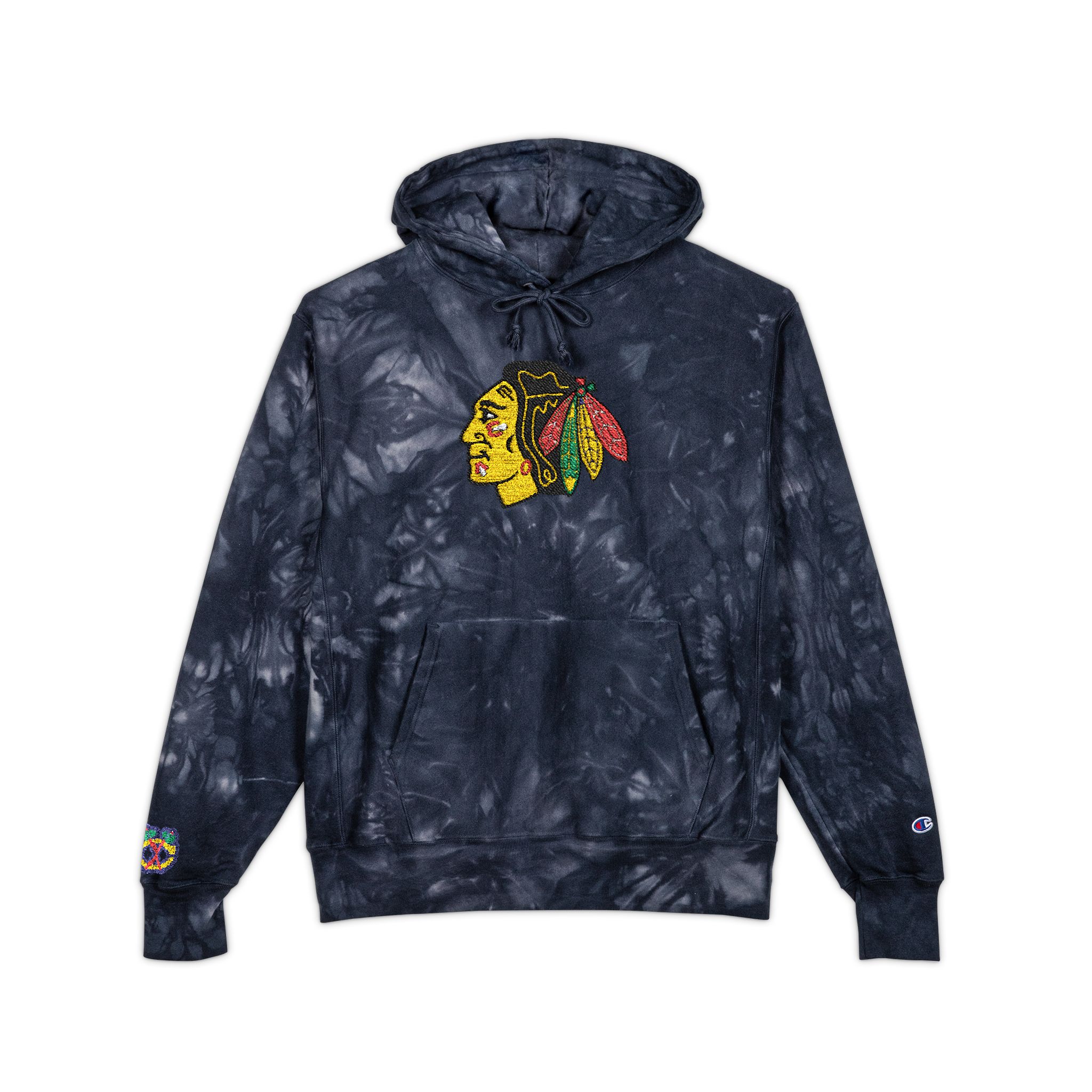 Chicago Blackhawks Unisex Champion Tie-Dye Hoodie (Embroidery) - Image 5