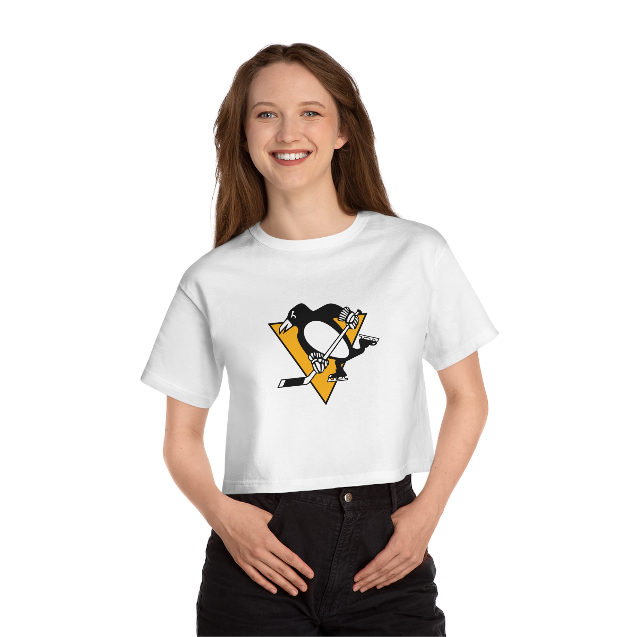 Pittsburgh Penguins Champion Women's Heritage Cropped T-Shirt - Image 6