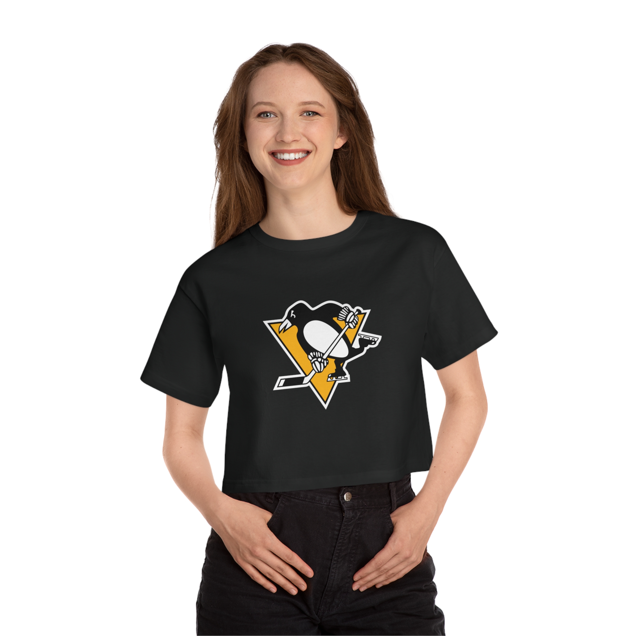 Pittsburgh Penguins Champion Women's Heritage Cropped T-Shirt - Image 12