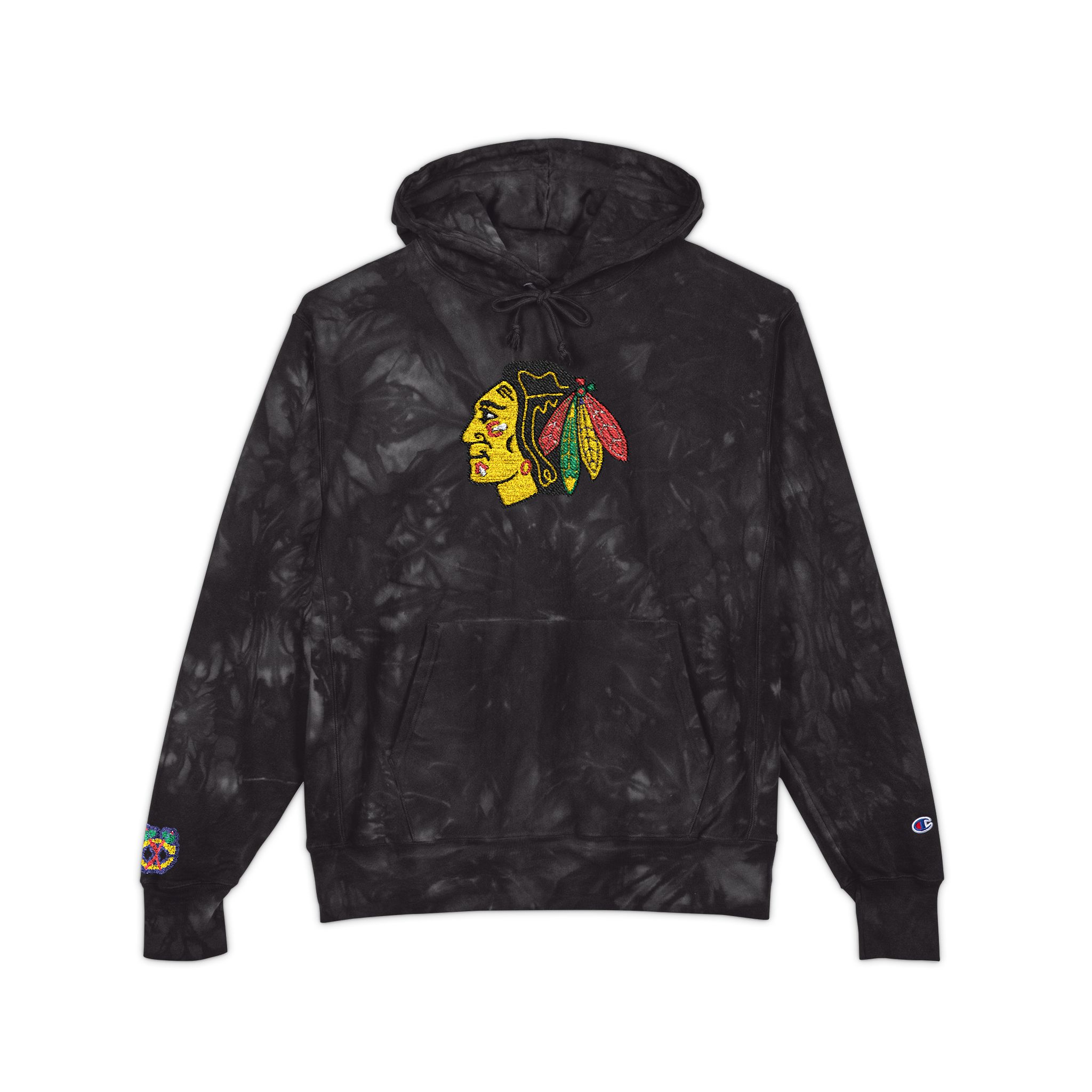 Chicago Blackhawks Unisex Champion Tie-Dye Hoodie (Embroidery)