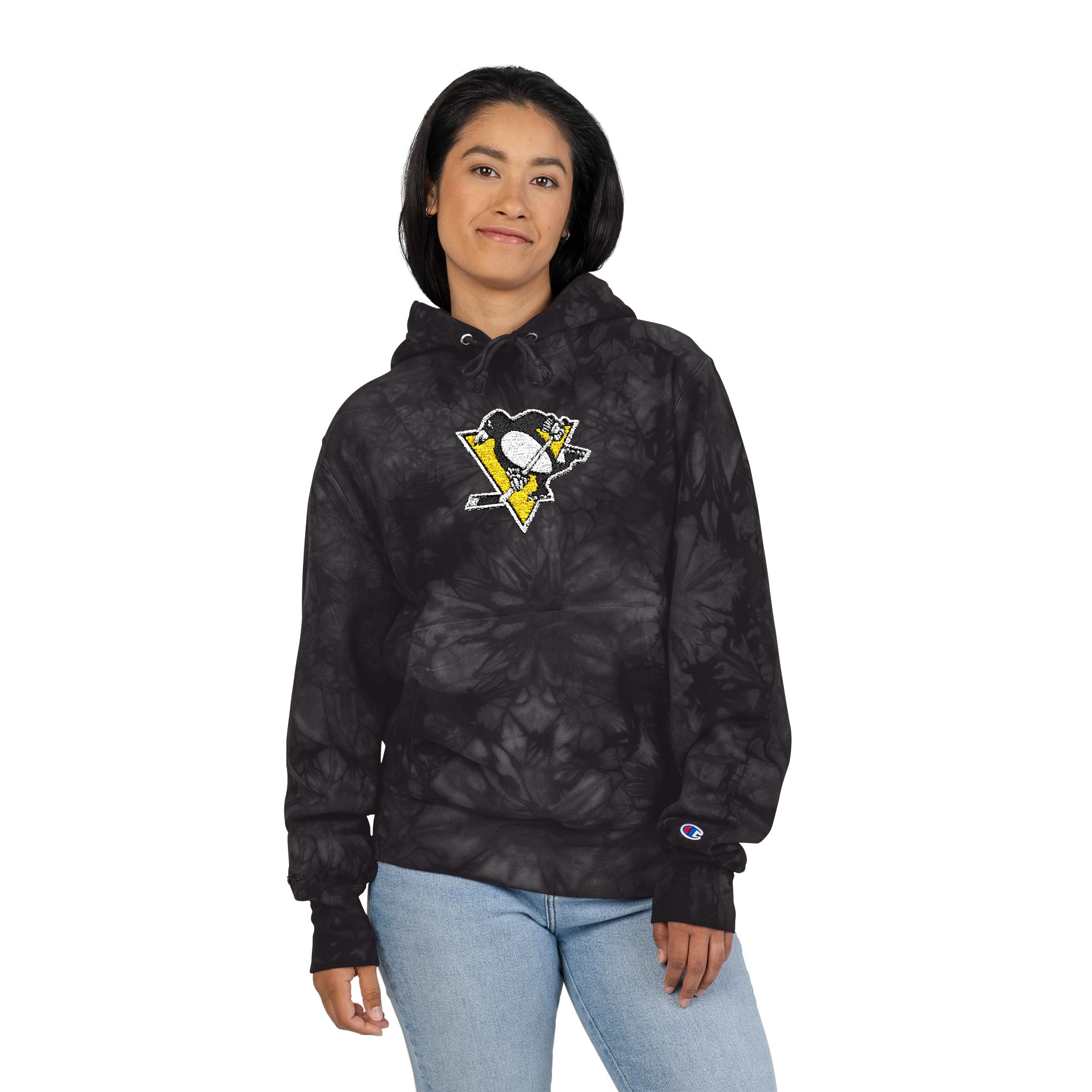 Pittsburgh Penguins Unisex Champion Tie-Dye Hoodie (Embroidery) - Image 12