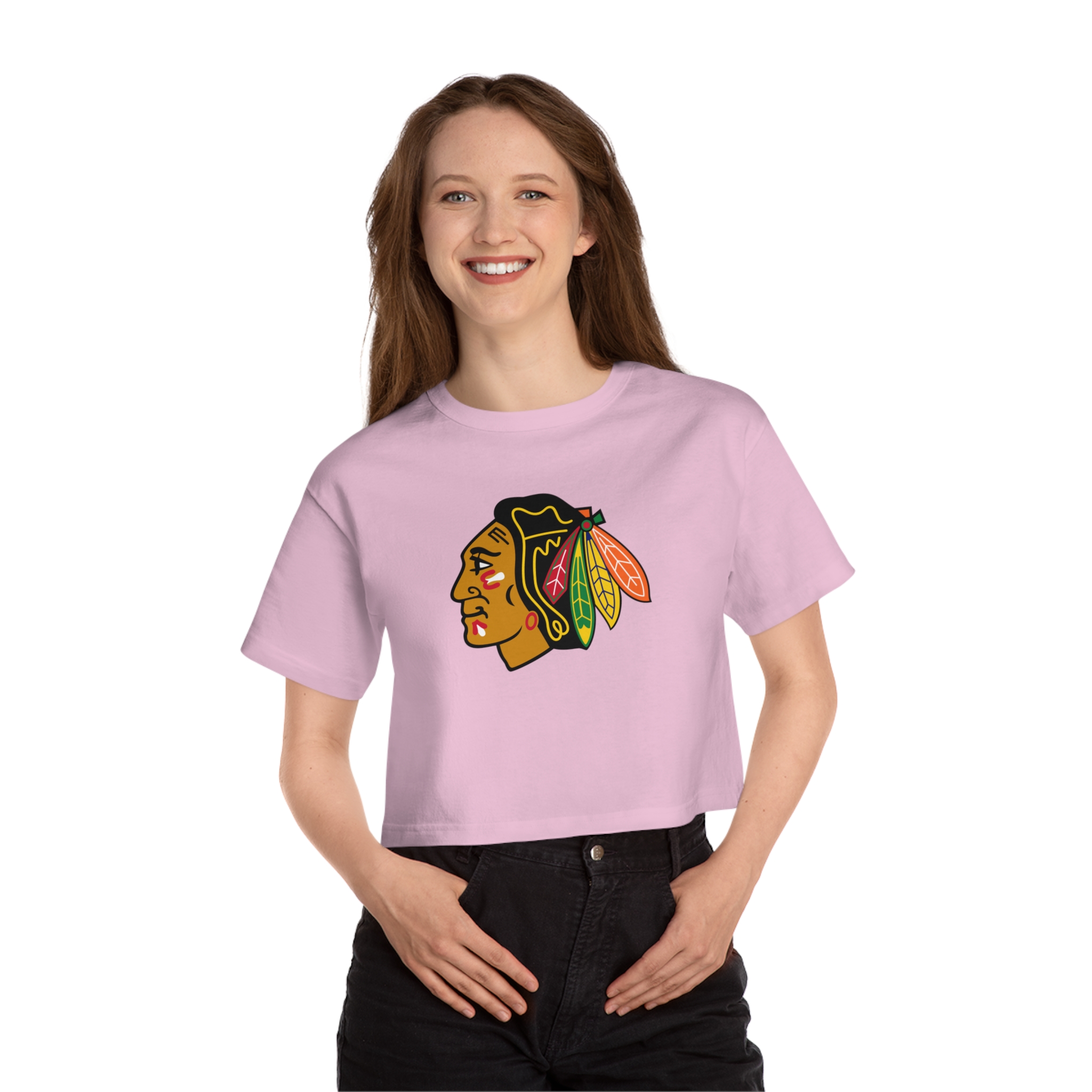 Chicago Blackhawks Champion Women's Heritage Cropped T-Shirt - Image 6