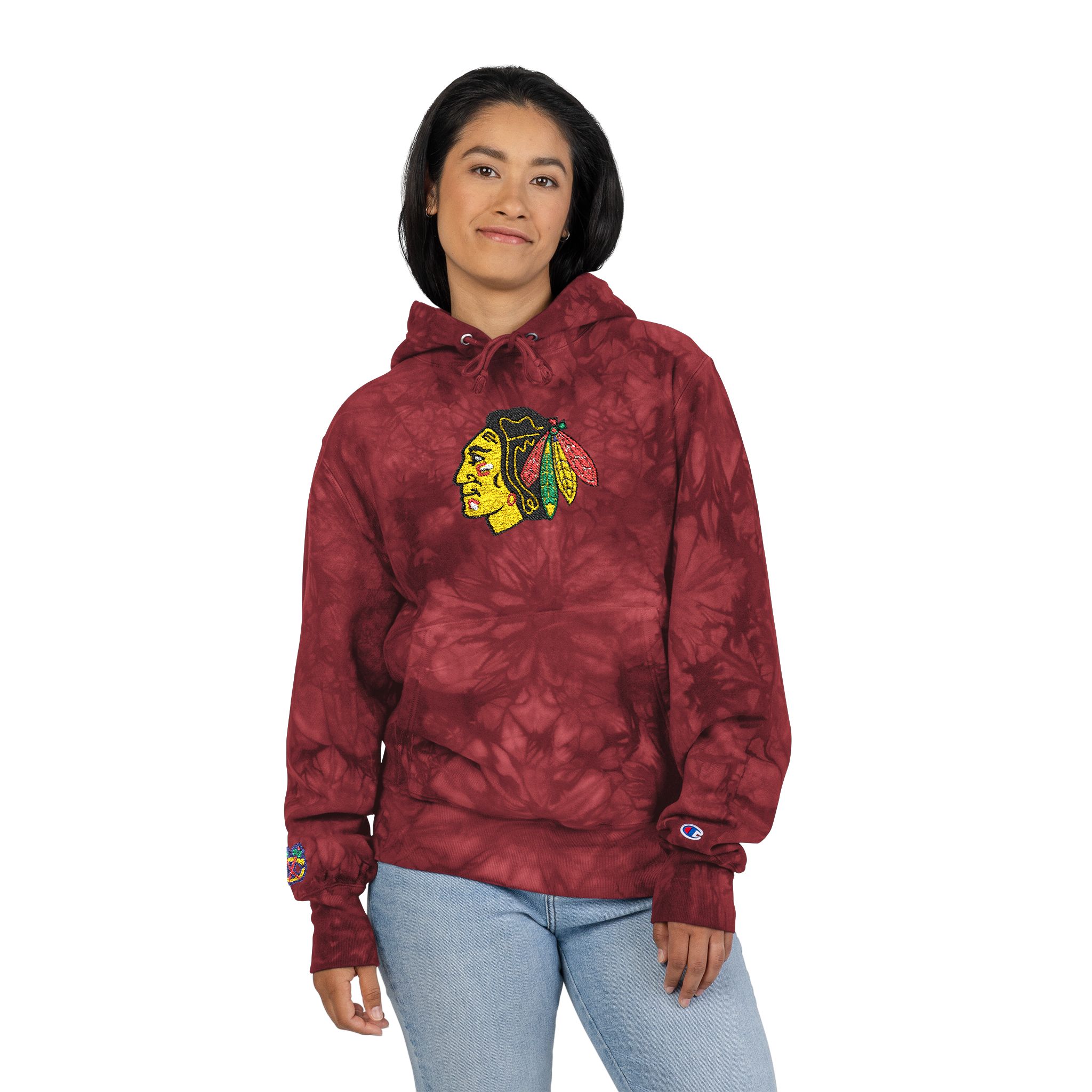 Chicago Blackhawks Unisex Champion Tie-Dye Hoodie (Embroidery) - Image 12