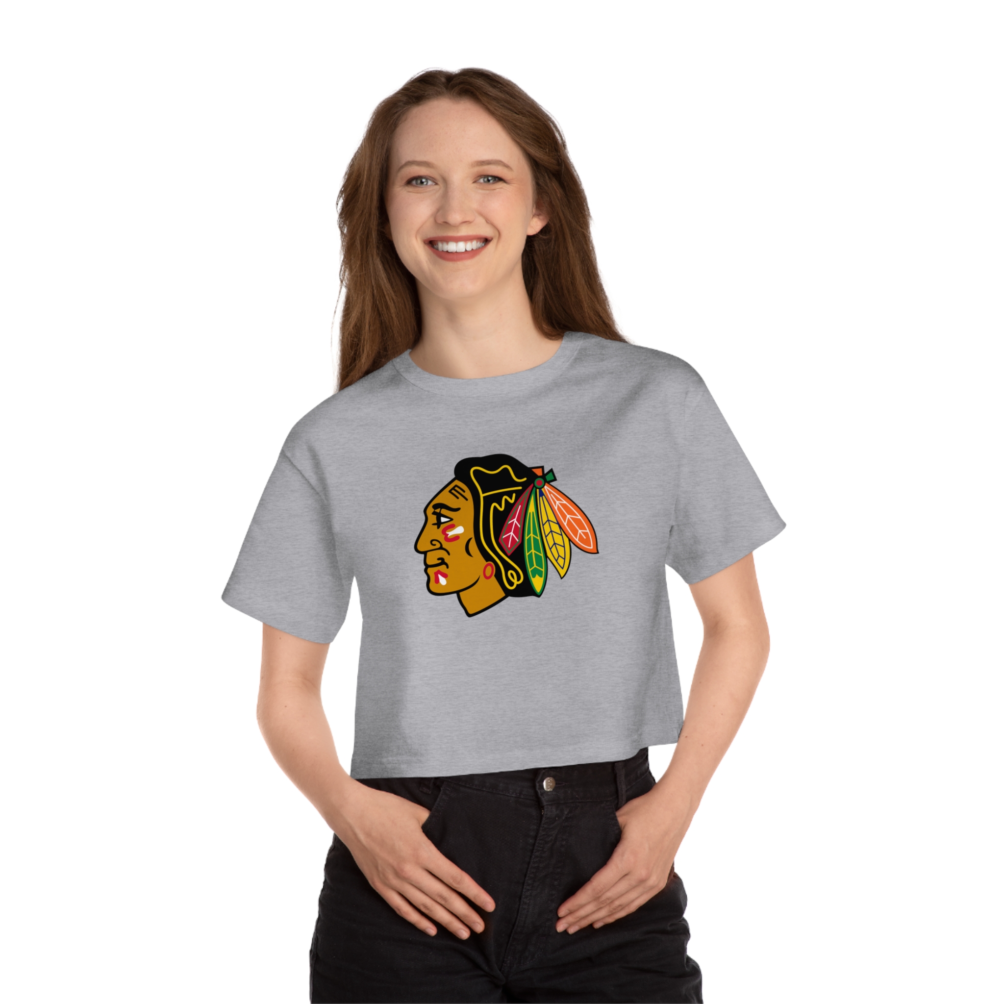 Chicago Blackhawks Champion Women's Heritage Cropped T-Shirt - Image 12