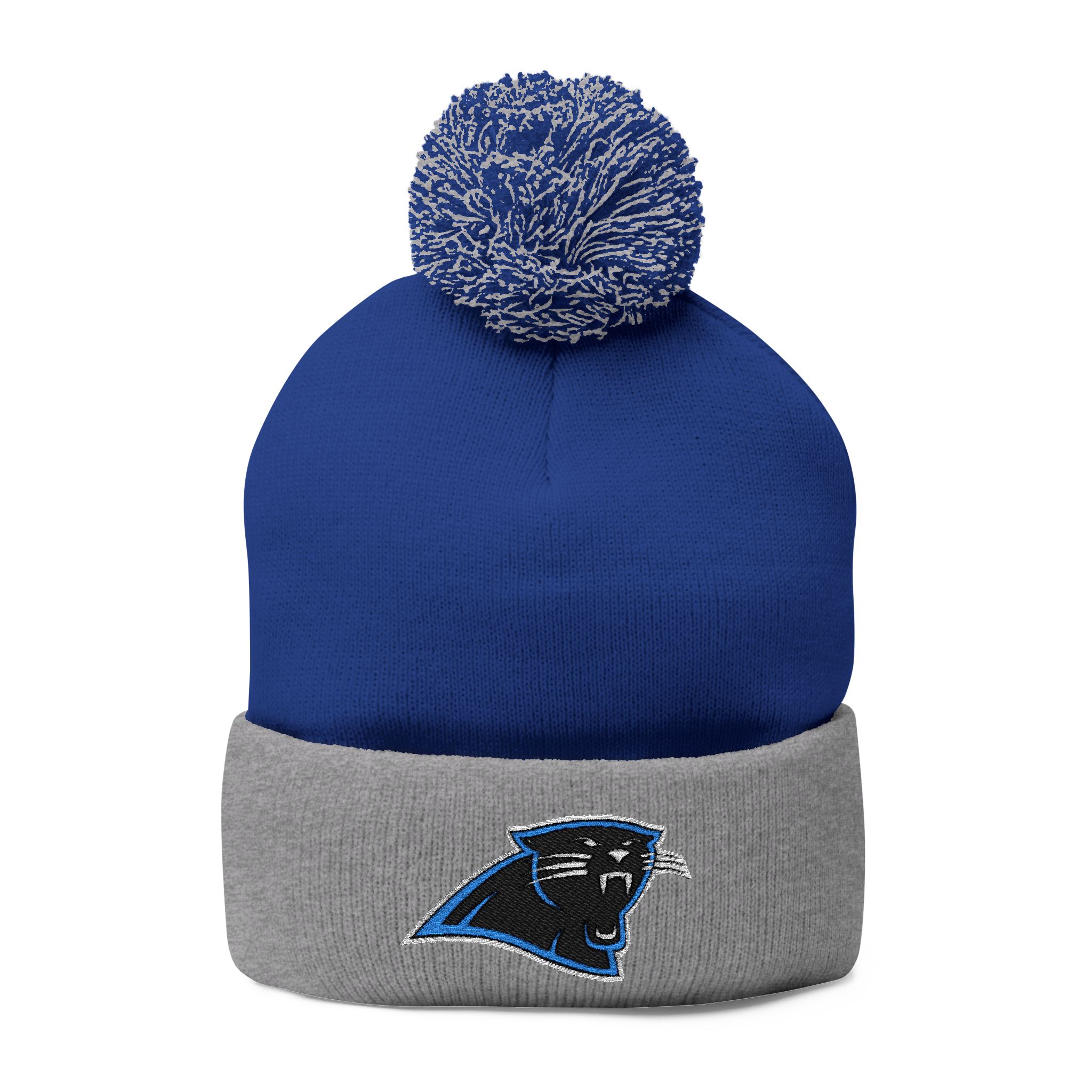 Carolina Panthers Pom-Pom Knit Cap (Embroidery)