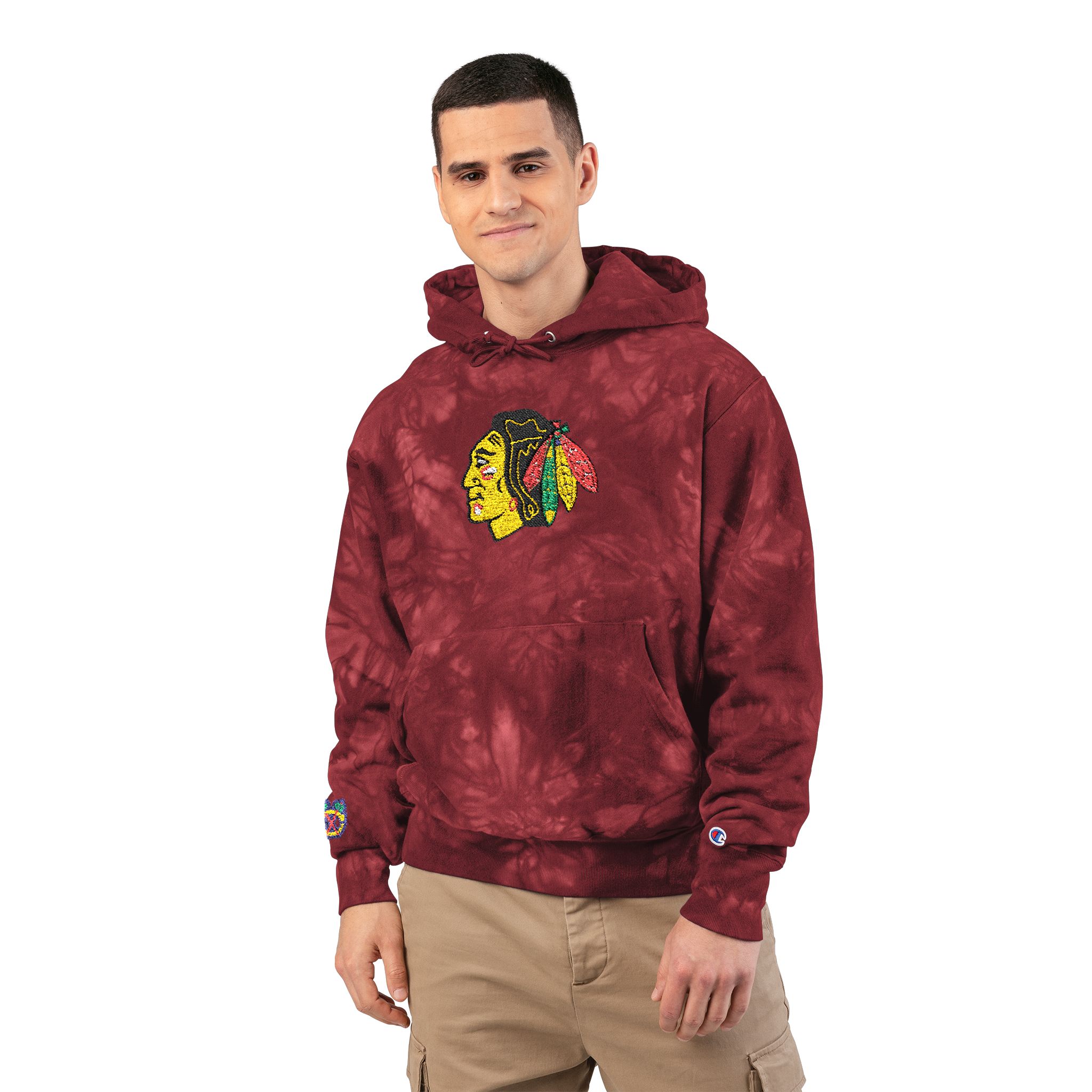 Chicago Blackhawks Unisex Champion Tie-Dye Hoodie (Embroidery) - Image 11