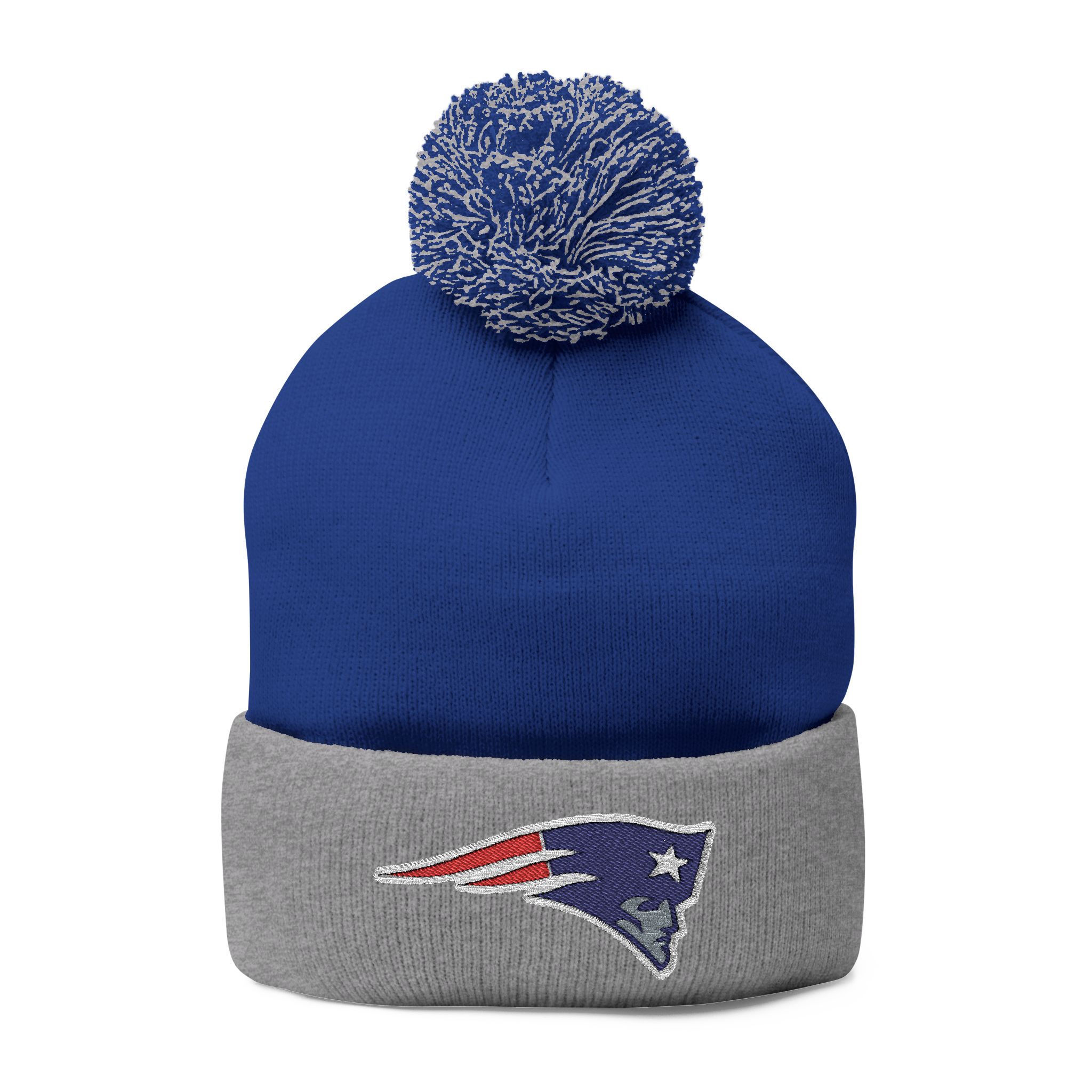New England Patriots Pom-Pom Knit Cap (Embroidery)