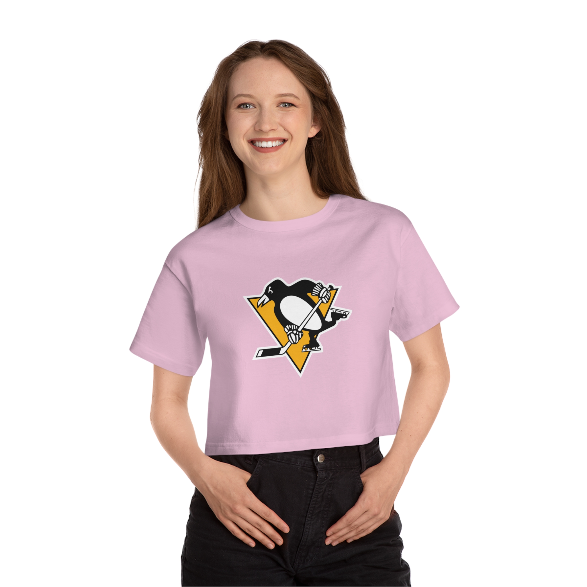 Pittsburgh Penguins Champion Women's Heritage Cropped T-Shirt - Image 3