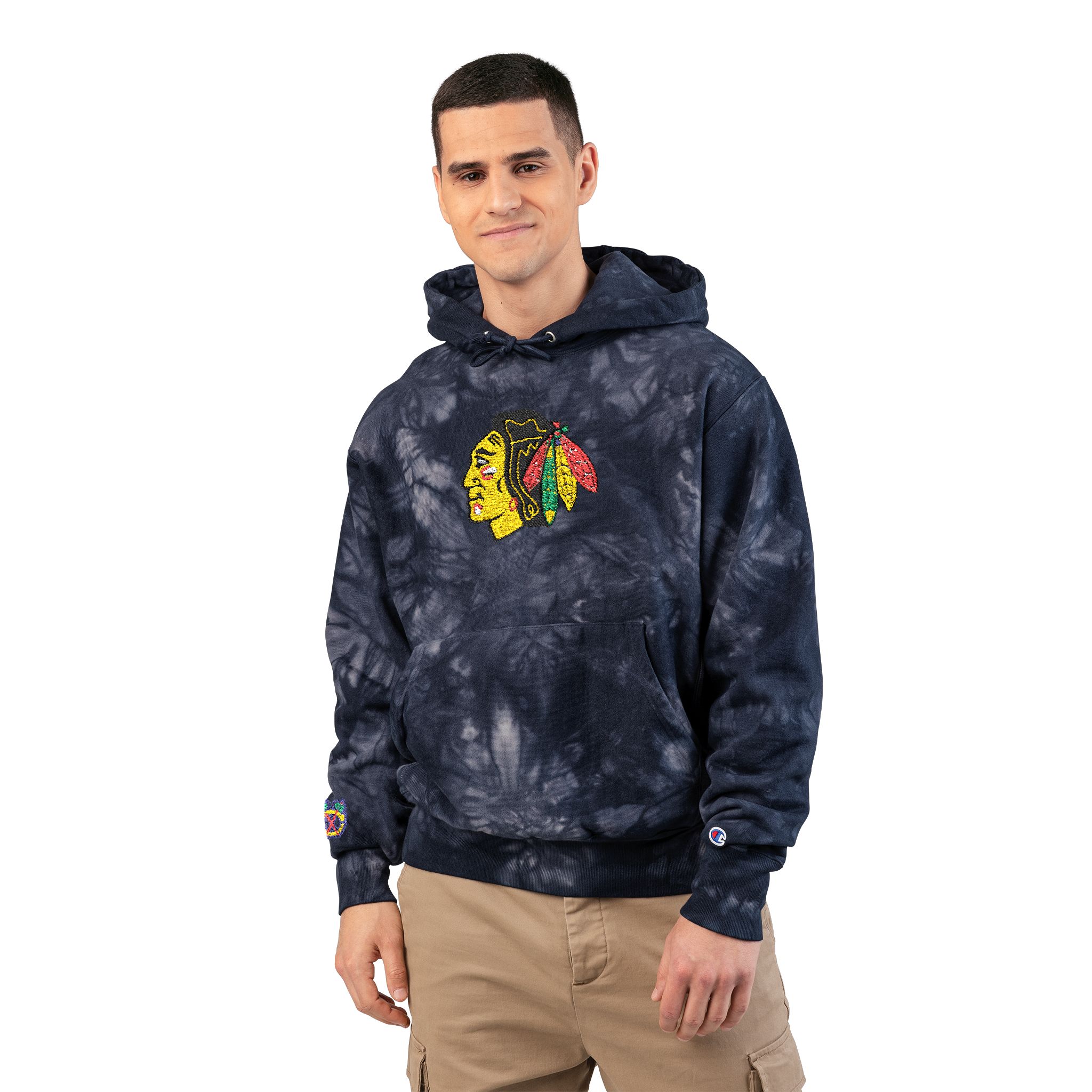 Chicago Blackhawks Unisex Champion Tie-Dye Hoodie (Embroidery) - Image 7