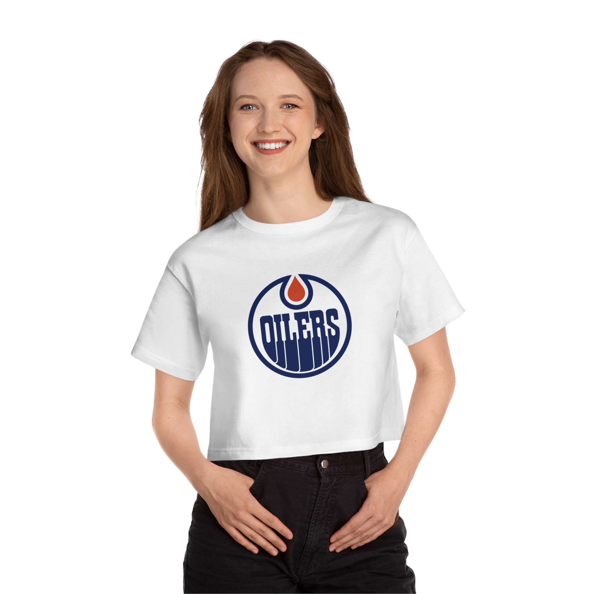 Edmonton Oilers Champion Women's Heritage Cropped T-Shirt - Image 9