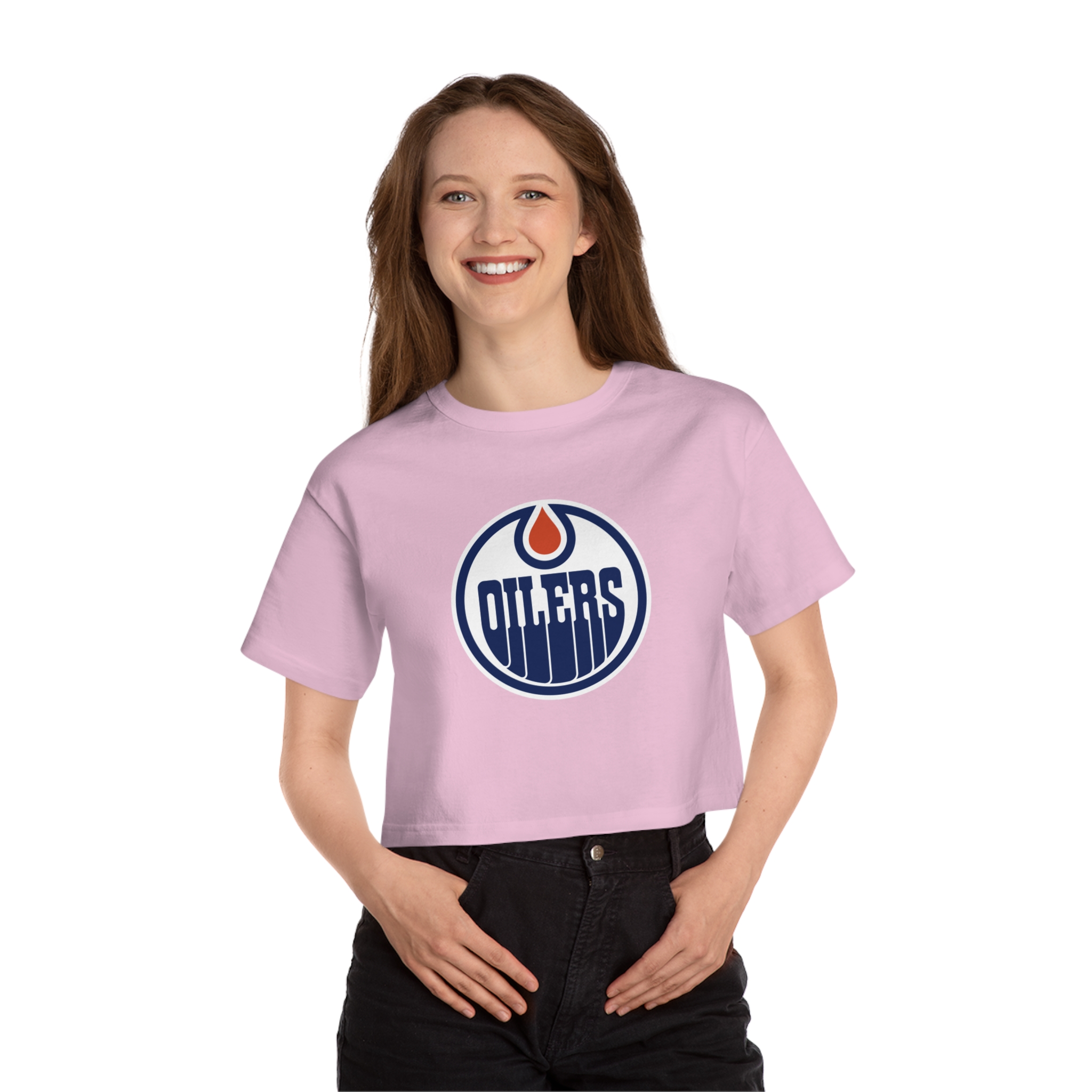 Edmonton Oilers Champion Women's Heritage Cropped T-Shirt - Image 3