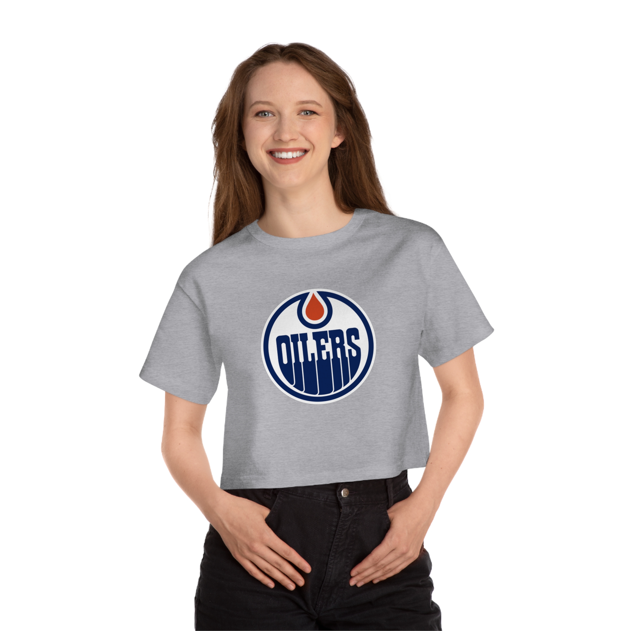 Edmonton Oilers Champion Women's Heritage Cropped T-Shirt - Image 6