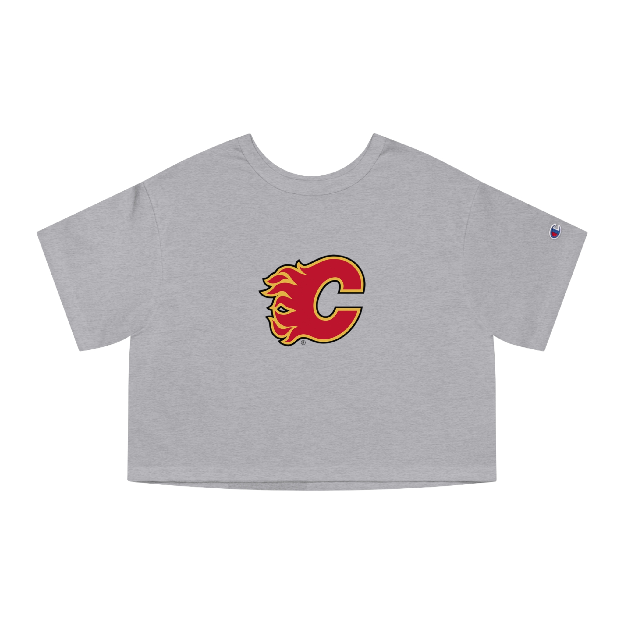 Calgary Flames Champion Women's Heritage Cropped T-Shirt - Image 7
