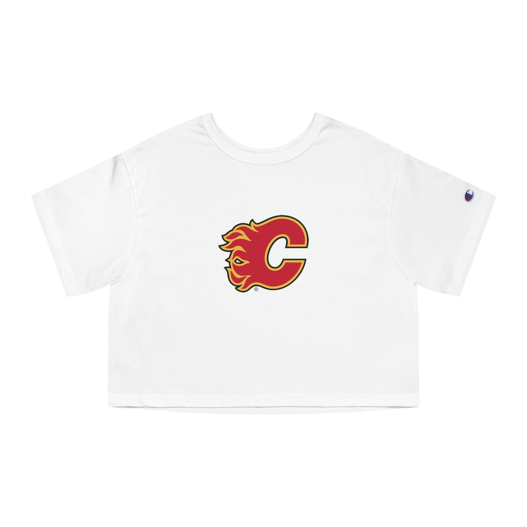 Calgary Flames Champion Women's Heritage Cropped T-Shirt - Image 10