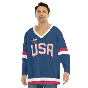 Team USA Men's V-neck Ice Hockey Jersey