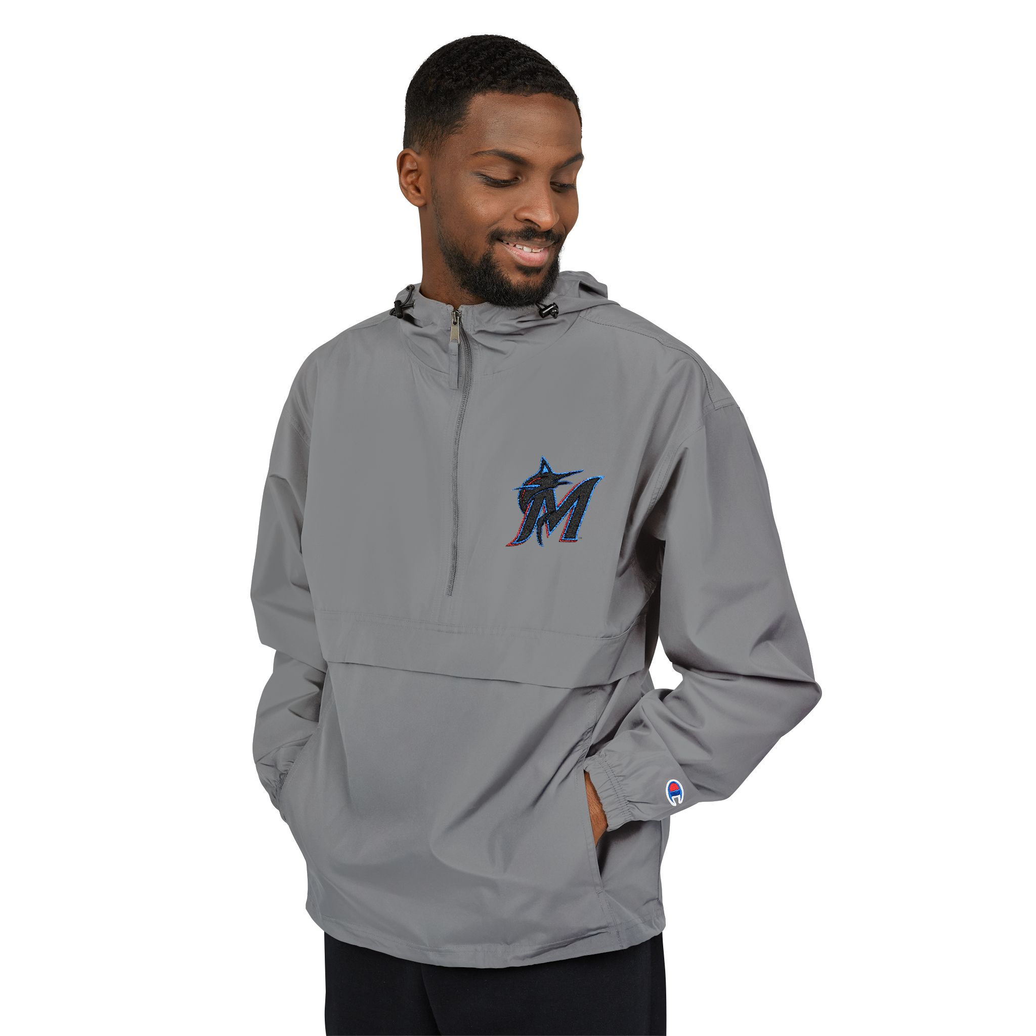 Miami Marlins Champion Unisex Packable Anorak Jacket - Image 3