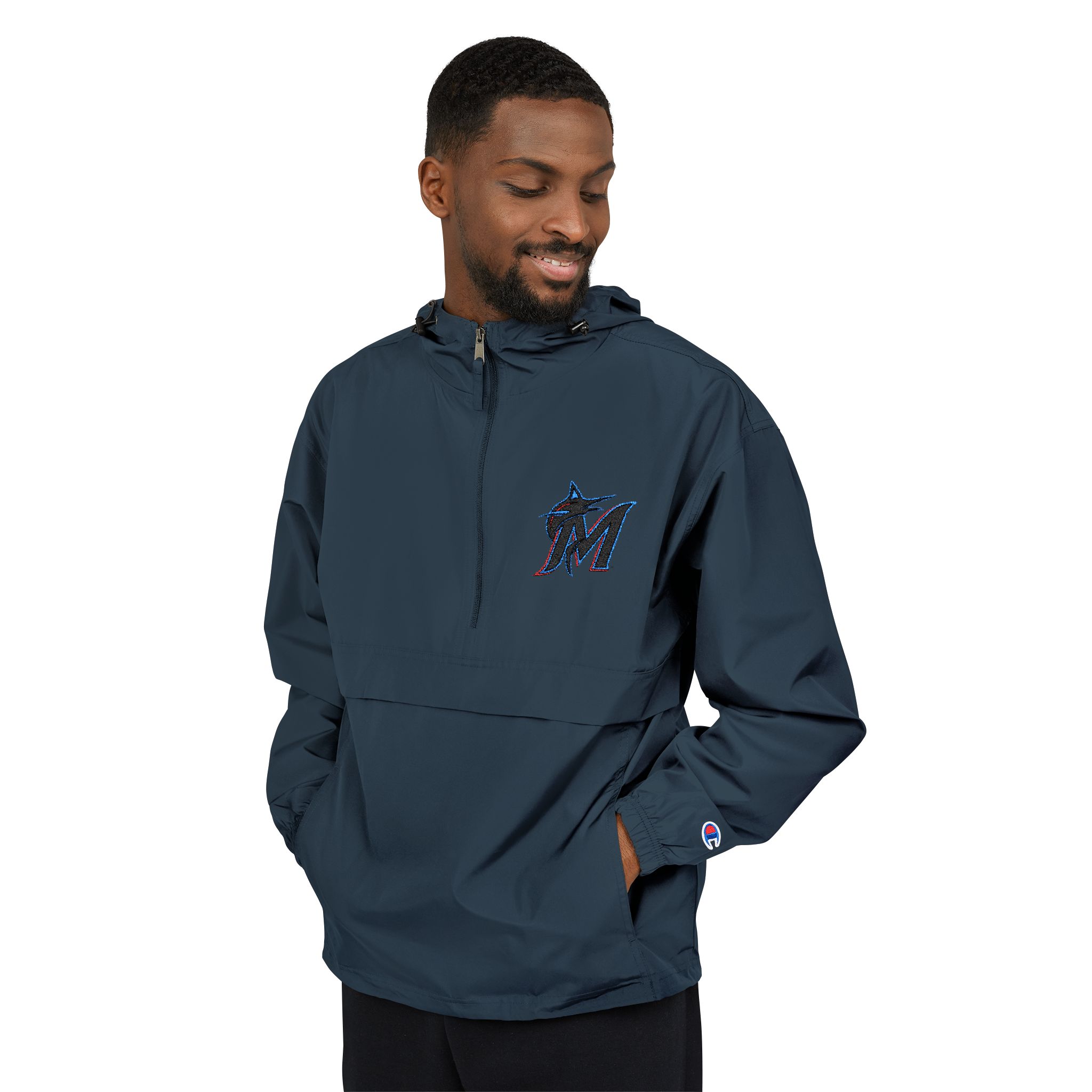 Miami Marlins Champion Unisex Packable Anorak Jacket - Image 7