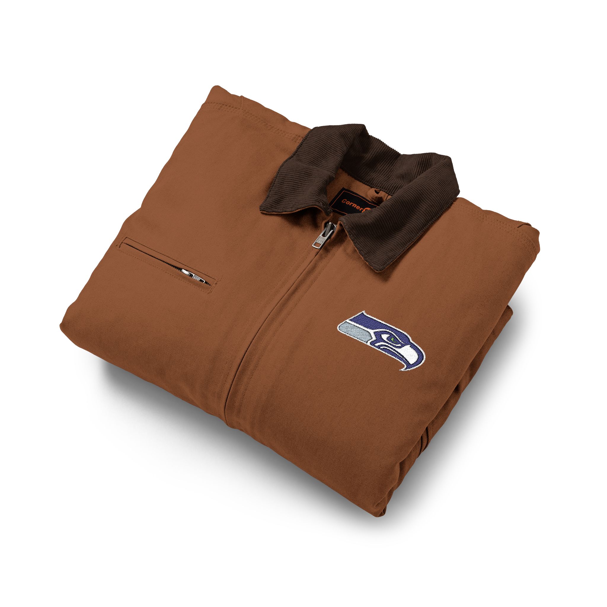 Seattle Seahawks CornerStone® Unisex Duck Cloth Work Jacket - Image 3