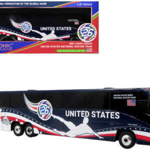 MCI J4500 Coach Bus United States National Soccer Team Dark Blue with Graphics International Federation of the Global Game Series Limited Edition to 504 pieces Worldwide 1/87 (HO) Diecast Model by Iconic Replicas