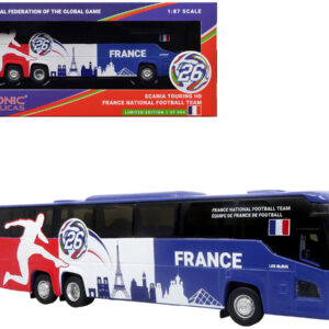 Scania Touring HD Coach Bus France National Football Team Blue with Graphics International Federation of the Global Game Series Limited Edition to 504 pieces Worldwide 1/87 (HO) Diecast Model by Iconic Replicas