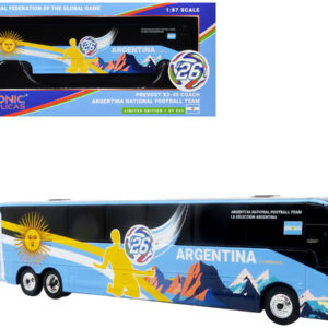 Prevost X345 Coach Bus Argentina National Football Team Blue with Graphics International Federation of the Global Game Series Limited Edition to 504 pieces Worldwide 1/87 (HO) Diecast Model by Iconic Replicas