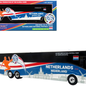 Van Hool CX45 Coach Bus Netherlands National Football Team White with Graphics International Federation of the Global Game Series Limited Edition to 504 pieces Worldwide 1/87 (HO) Diecast Model by Iconic Replicas
