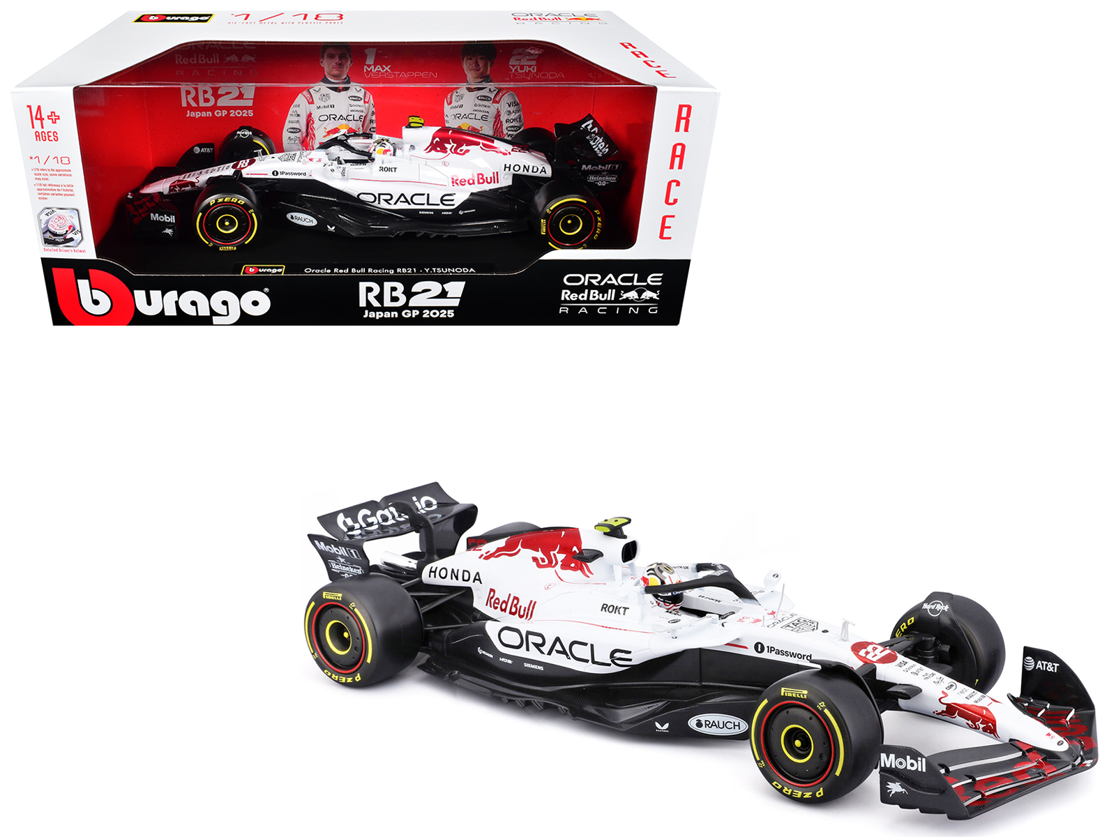 Red Bull Racing RB21 #22 Yuki Tsunoda Oracle Formula One F1 Japanese GP (2025) Race Series 1/18 Diecast Model Car by Bburago