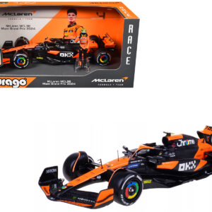 McLaren MCL38 #4 Lando Norris OKX Winner Formula One F1 Miami GP (2024) with Driver Figure Race Series 1/24 Diecast Model Car by Bburago