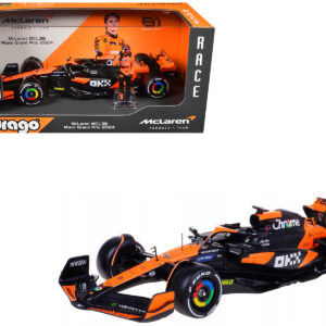 McLaren MCL38 #81 Oscar Piastri OKX Formula One F1 Miami GP (2024) with Driver Figure Race Series 1/24 Diecast Model Car by Bburago