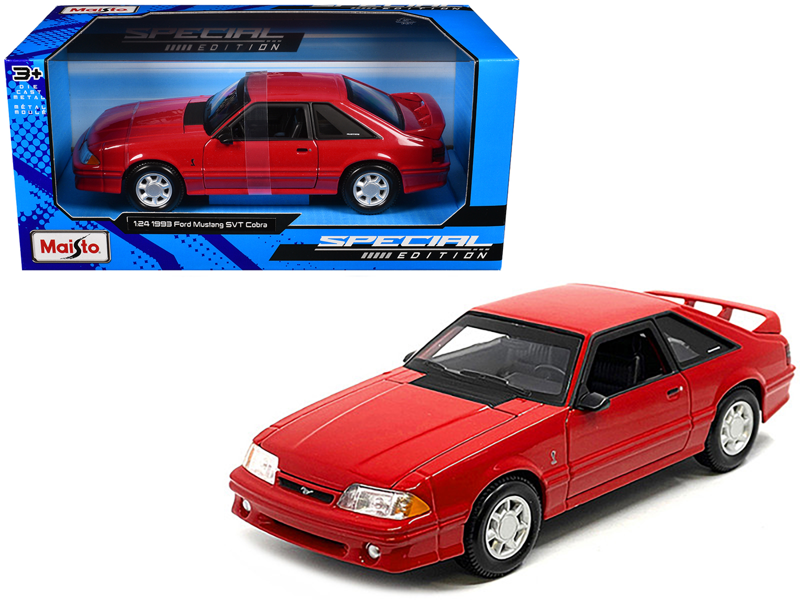 1993 Ford Mustang SVT Cobra Red Special Edition Series 1/24 Diecast Model Car by Maisto