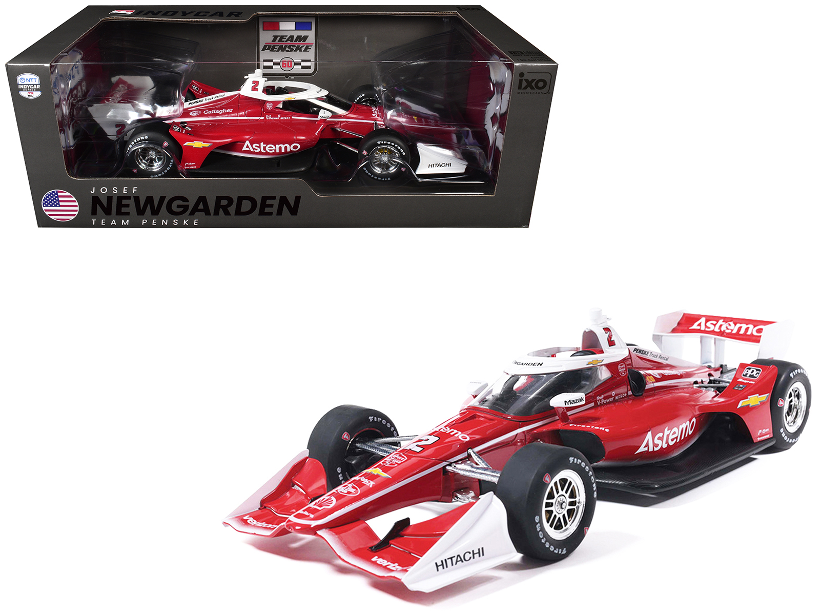 Dallara IndyCar #2 Josef Newgarden Astemo Team Penske (Road Course Configuration) NTT IndyCar Series (2026) 1/18 Diecast Model Car by IXO Models
