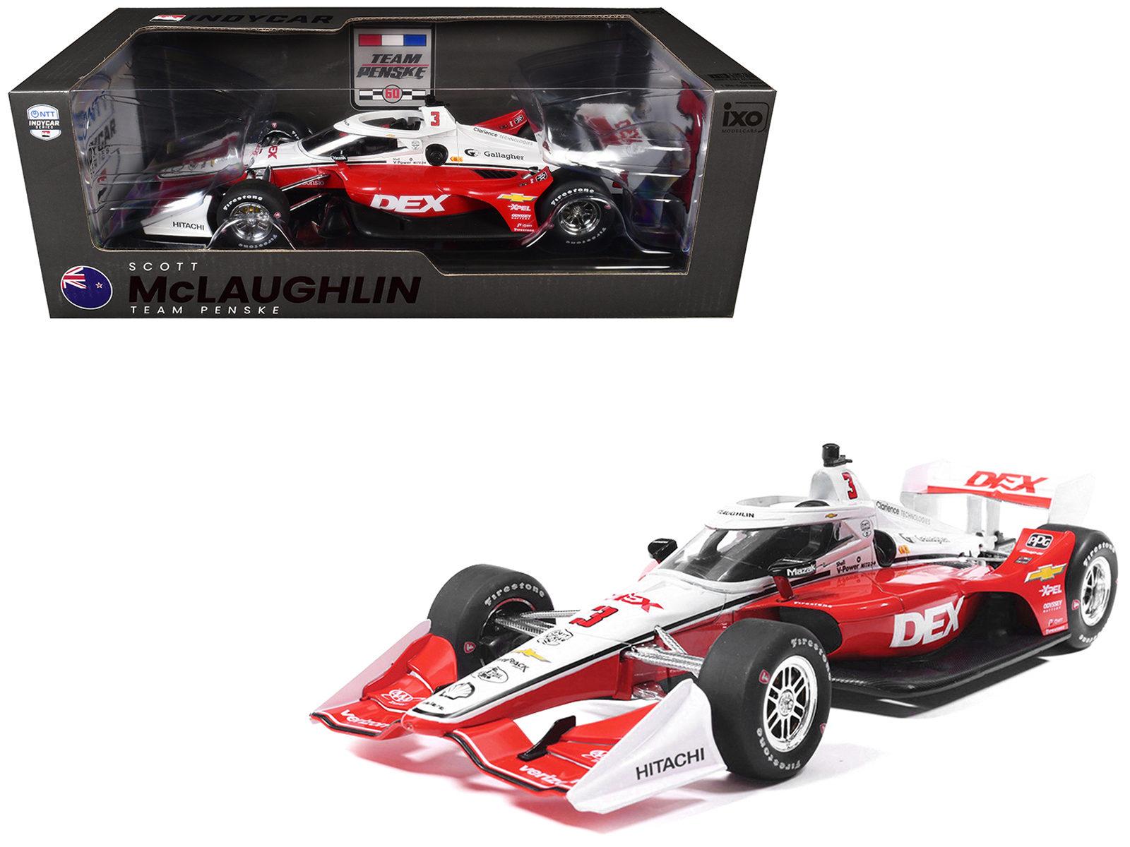 Dallara IndyCar #3 Scott McLaughlin DEX Team Penske (Road Course Configuration) NTT IndyCar Series (2026) 1/18 Diecast Model Car by IXO Models
