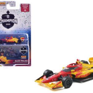 Dallara IndyCar #10 Alex Palou DHL Chip Ganassi Racing (Road Course Configuration) Champion NTT IndyCar Series (2025) with Trading Card 1/64 Diecast Model Car by IXO Models