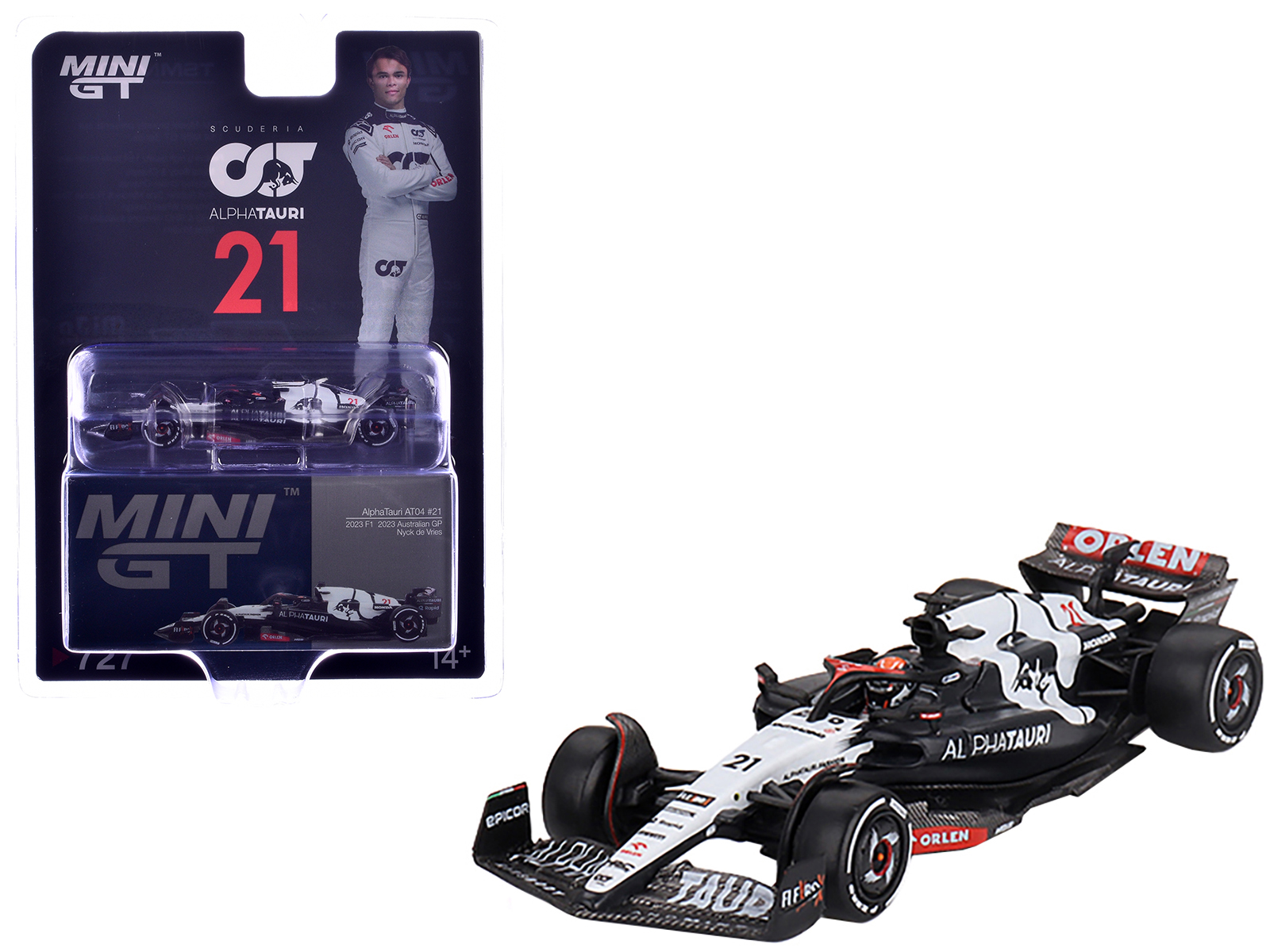 AlphaTauri AT04 #21 Nyck de Vries Formula One F1 Australian GP (2023) Limited Edition 1/64 Diecast Model Car by Mini GT