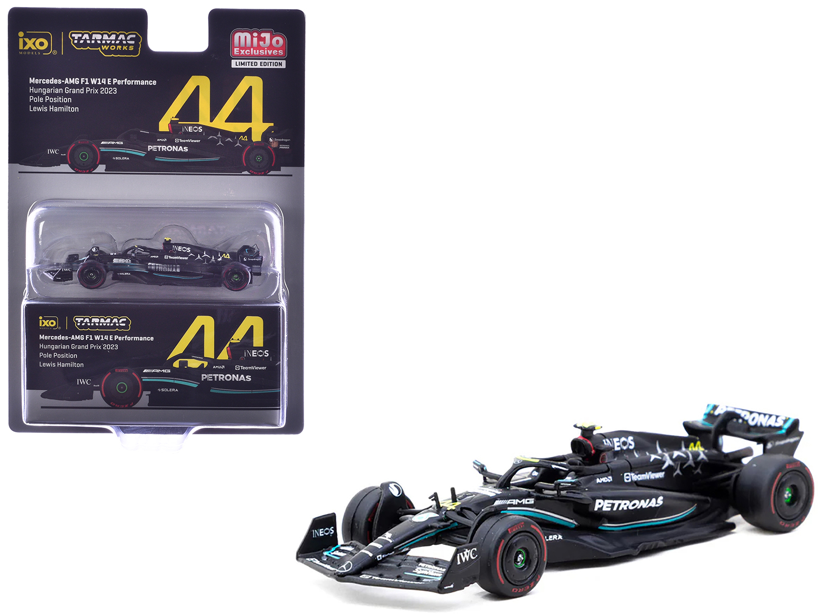 Mercedes-AMG F1 W14 E Performance #44 Lewis Hamilton Pole Position Formula One F1 Hungarian GP (2023) Global64 Series 1/64 Diecast Model Car by Tarmac Works